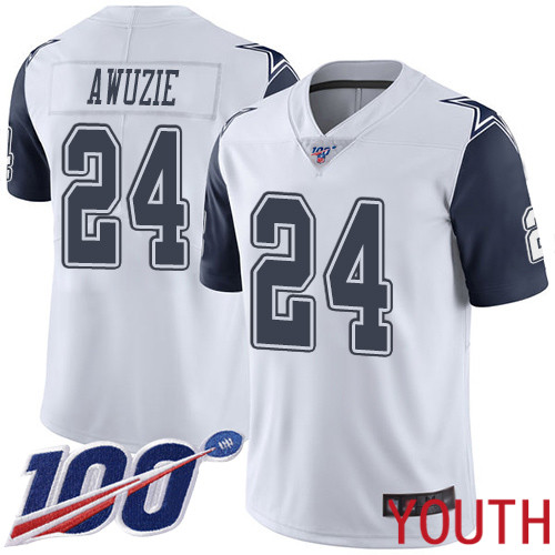 Youth Dallas Cowboys Limited White Chidobe Awuzie #24 100th Season Rush Vapor Untouchable NFL Jersey->women nfl jersey->Women Jersey